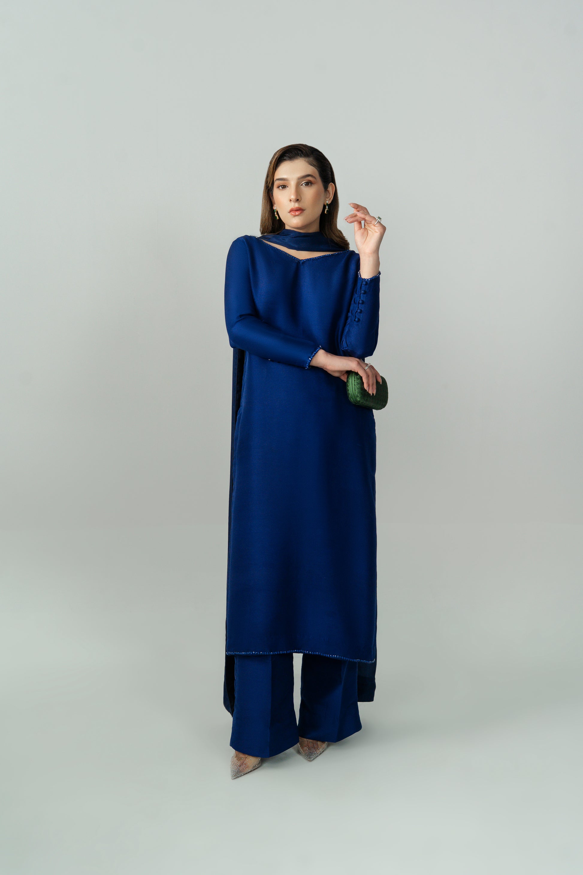 Noire elegant Pakistani silk outfit for modern women by Noura Studio
